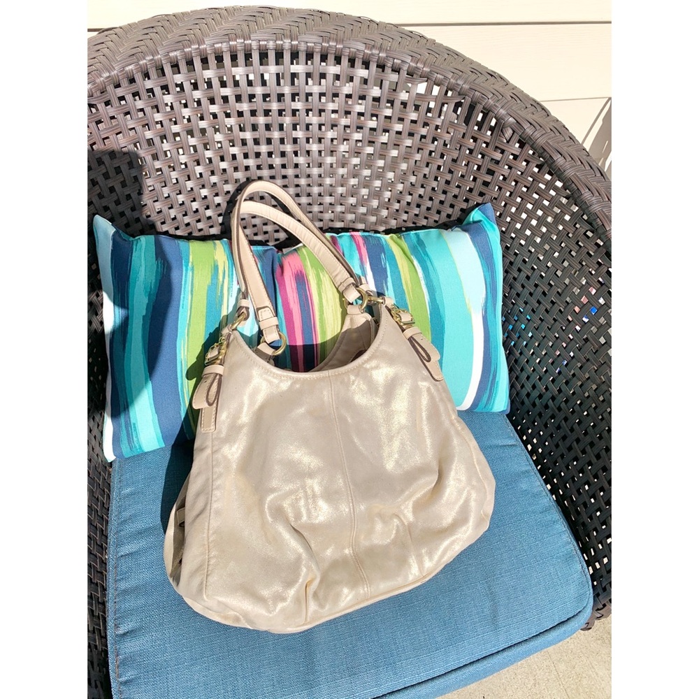 White/Gold Coach Purse - Picture 2 of 8